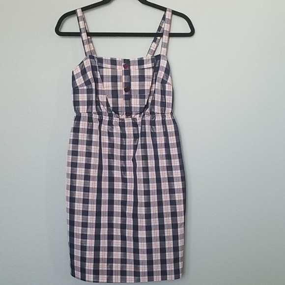 Maeve Clueless Preppy Academia plaid outshine sleeveless taffeta dress XS Y2K - Picture 2 of 8